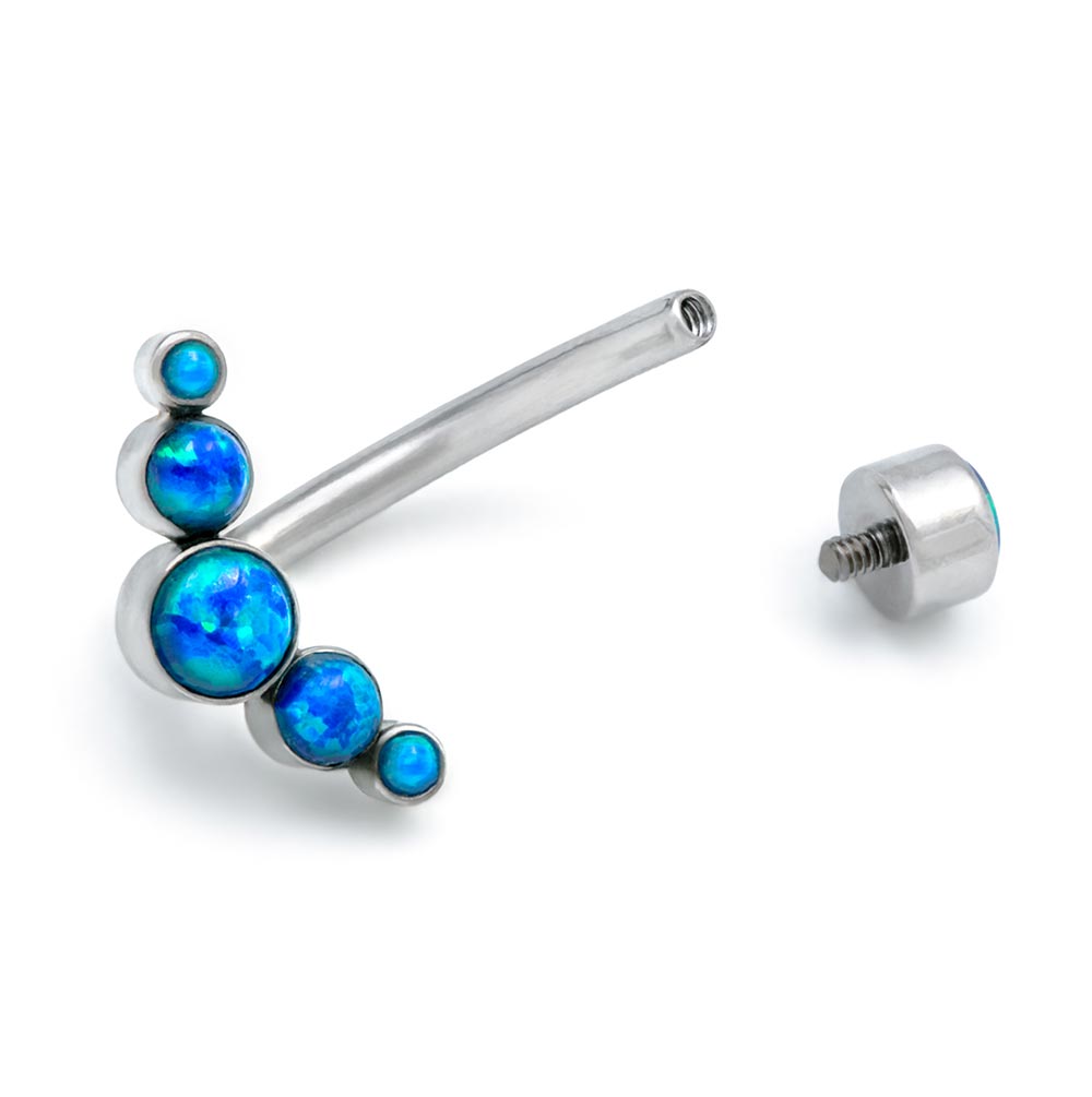 Curved Opal Cluster Titanium Navel Curve - Threaded