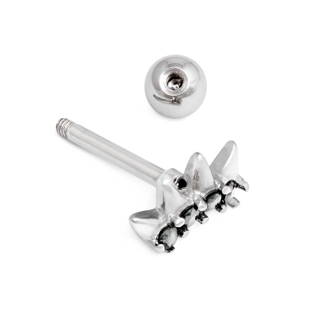 16g 5/16” Black Jewel Crown Externally Threaded Straight Barbell — Price Per 1