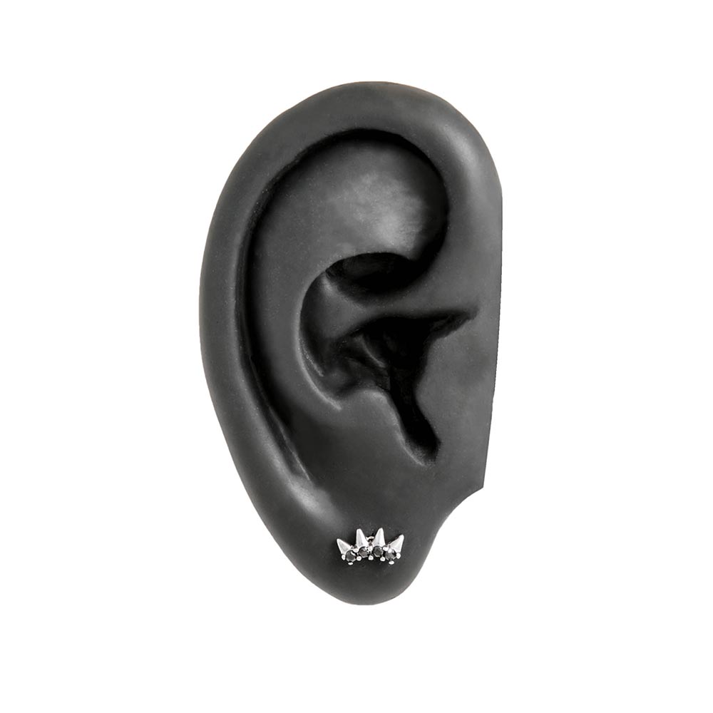 16g 5/16” Black Jewel Crown Externally Threaded Straight Barbell — Price Per 1