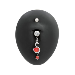 14g 3/8” Blood Red Swan Dangle Belly Button Ring