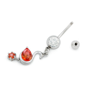 14g 3/8” Blood Red Swan Dangle Belly Button Ring