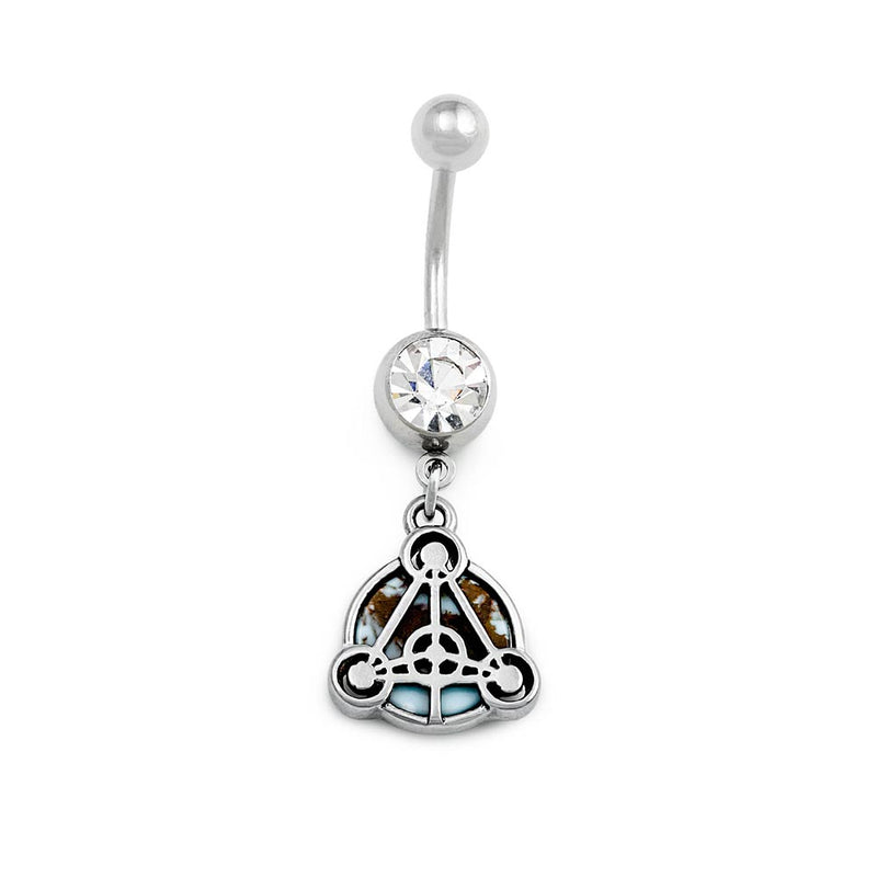14g 3/8” Turquoise Stone Scutum Fidei Dangle Belly Button Ring