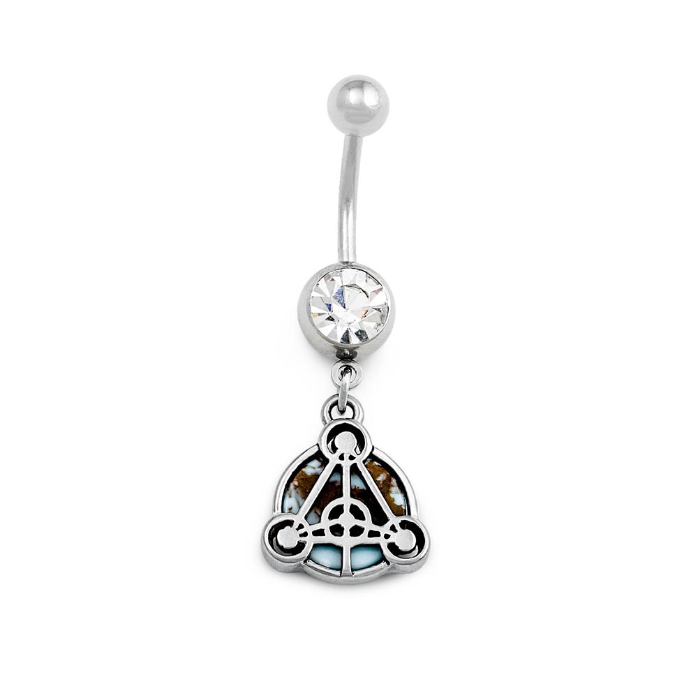 14g 3/8” Turquoise Stone Scutum Fidei Dangle Belly Button Ring