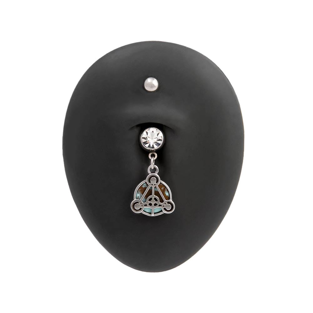 14g 3/8” Turquoise Stone Scutum Fidei Dangle Belly Button Ring