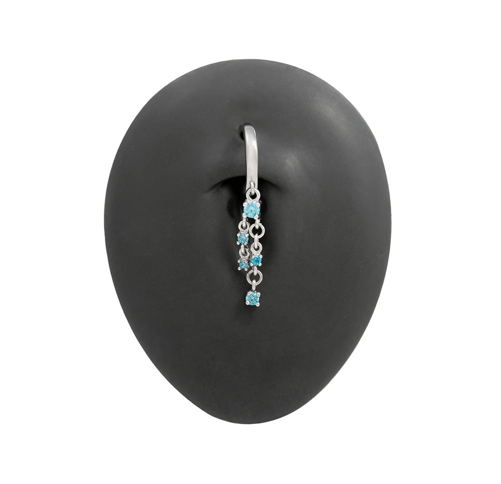 14g 3/8” Dangling Blue Crystals Clicker Ring — Price Per 1