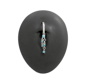 14g 3/8” Dangling Blue Crystals Clicker Ring — Price Per 1