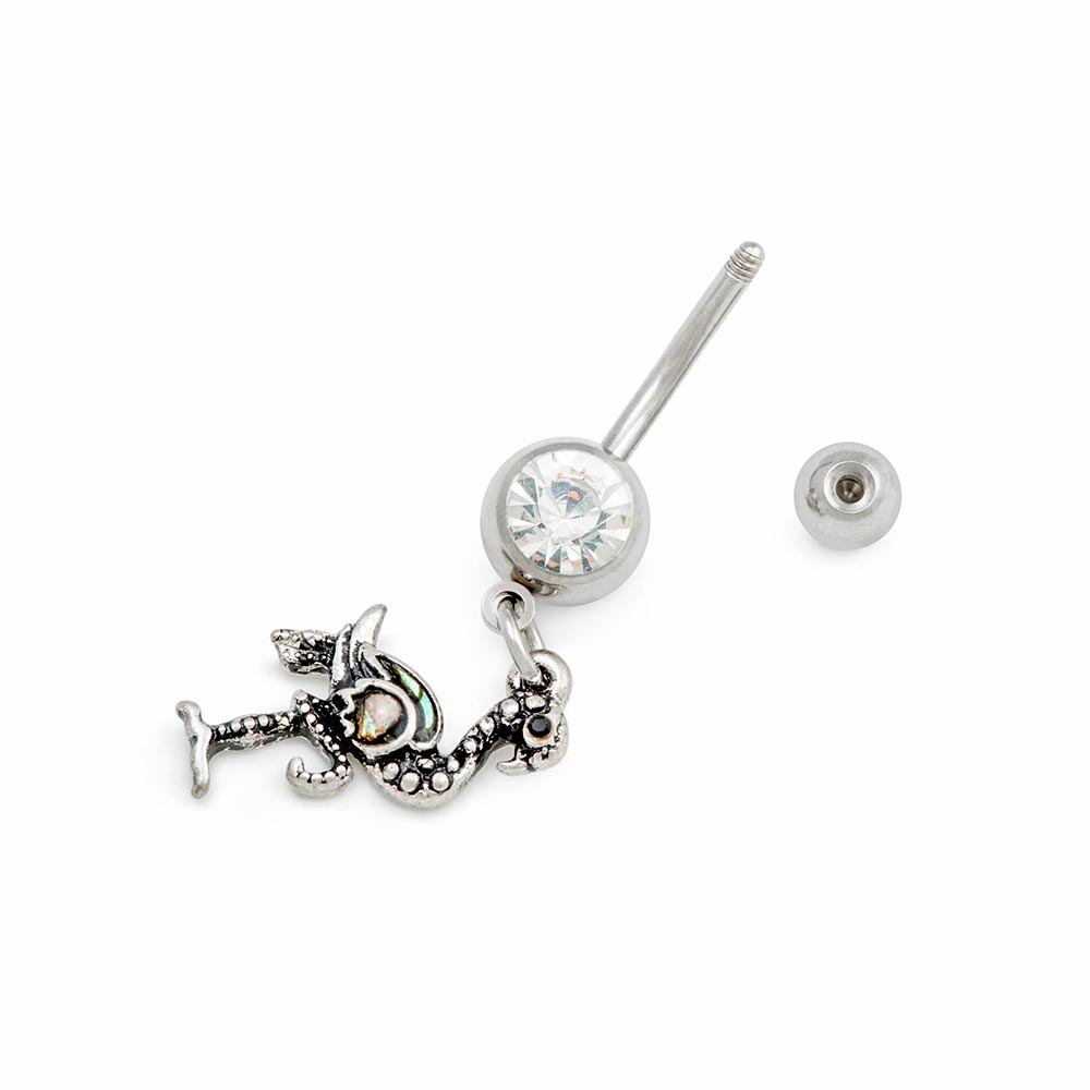 14g 3/8” Vintage Flamingo Dangle Belly Button Ring