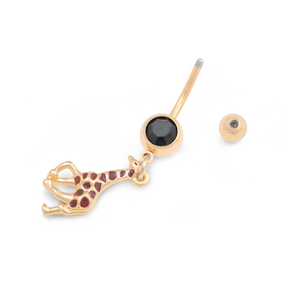 14g 3/8” PVD Gold African Giraffe Belly Button Ring