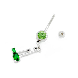 14g 3/8” Green Jewel Giraffes Dangle Belly Button Ring