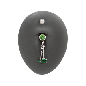 14g 3/8” Green Jewel Giraffes Dangle Belly Button Ring