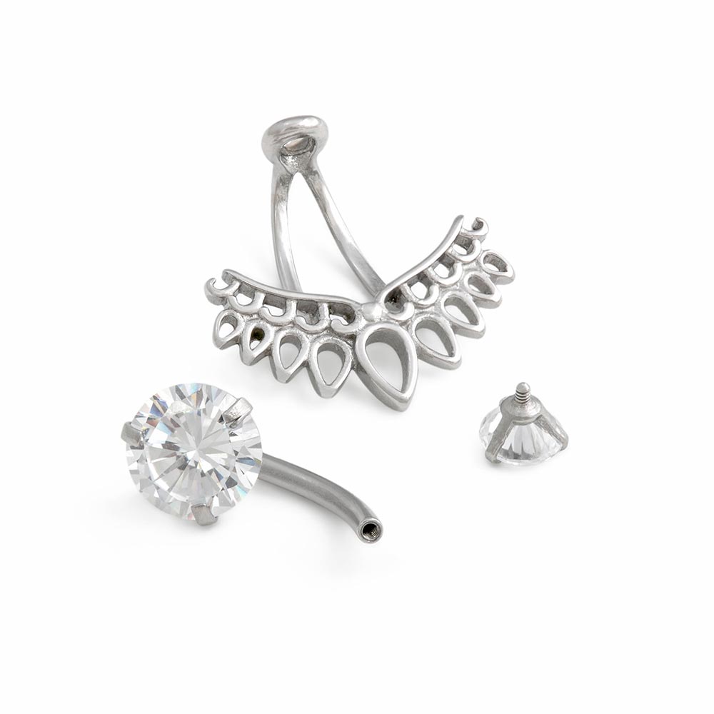 14g 3/8" Silver Wing Belly Button Ring