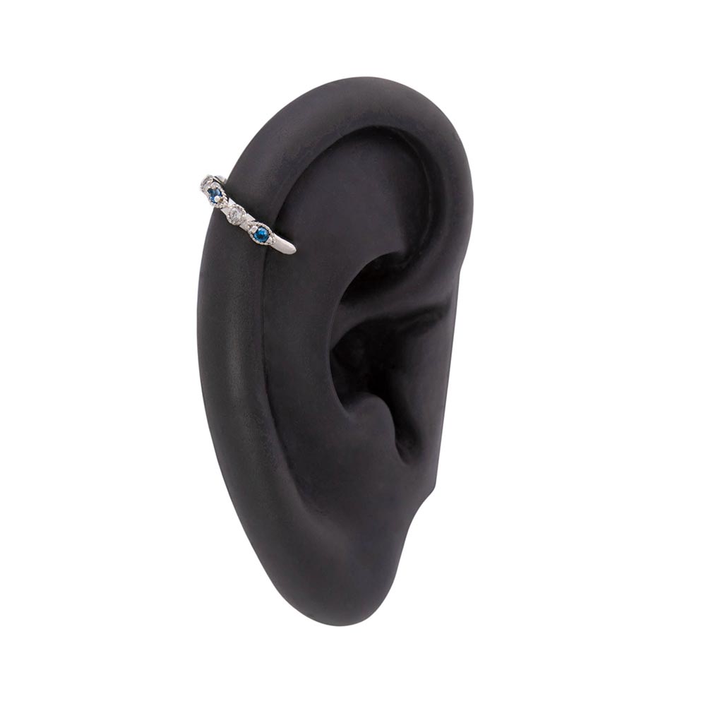 18g 3/8” Rhodium Plated Chain Link Jewels Clicker Ring