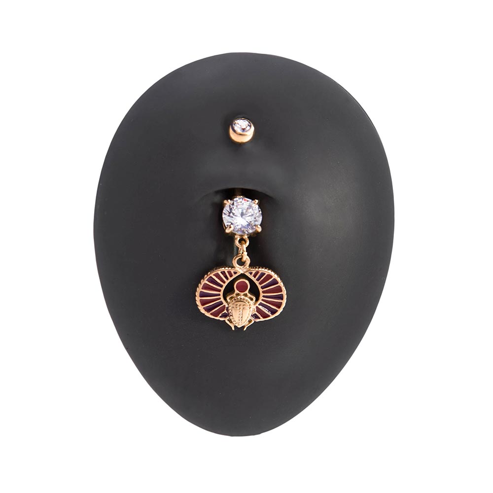 14g 3/8” PVD Gold Egyptian Scarab Dangle Belly Button Ring