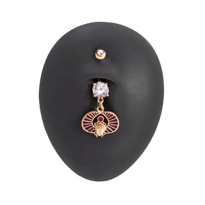 14g 3/8” PVD Gold Egyptian Scarab Dangle Belly Button Ring