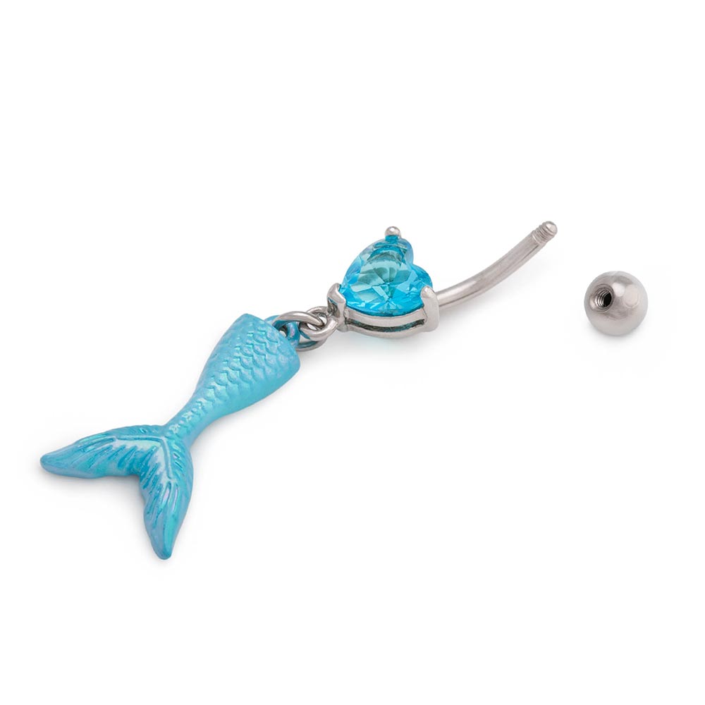 14g 3/8” Sparkle Mermaid Dangle Belly Button Ring