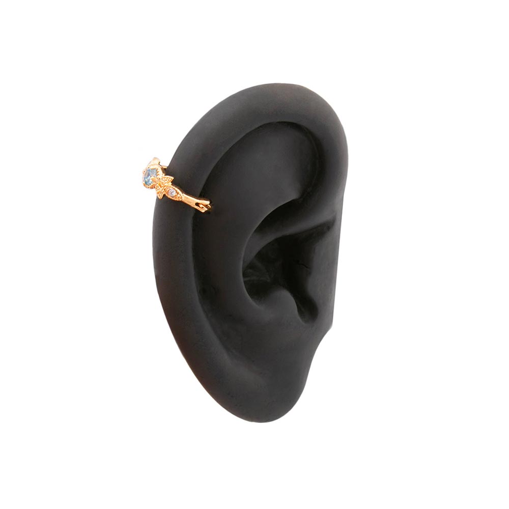 16g 3/8” Grecian Blue Jeweled Laurel PVD Gold Clicker — Price Per 1