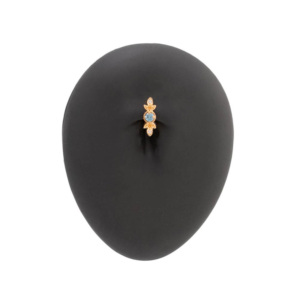 16g 3/8” Grecian Blue Jeweled Laurel PVD Gold Clicker — Price Per 1