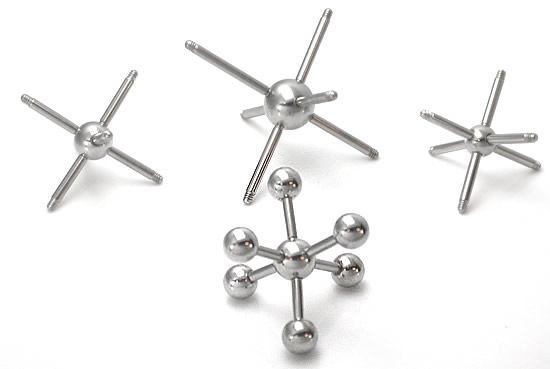 14g Multiple Tap Ball 6 Tapped Ends - 5mm 6mm or 8mm Balls - Price Per 1 Ball