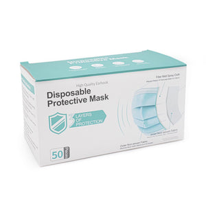 Disposable Face Masks — Box of 50 — Blue or Black