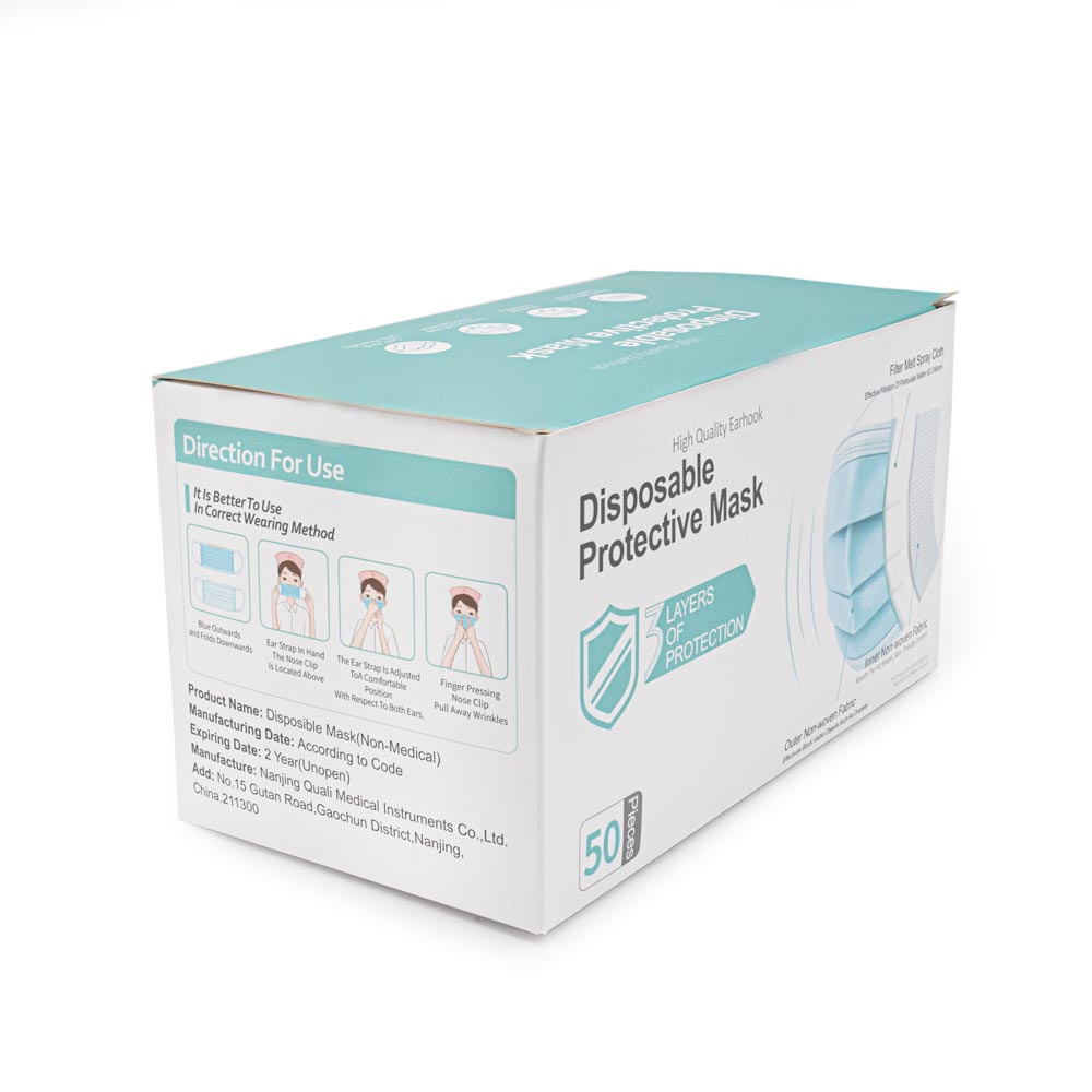 Disposable Face Masks — Box of 50 — Blue or Black