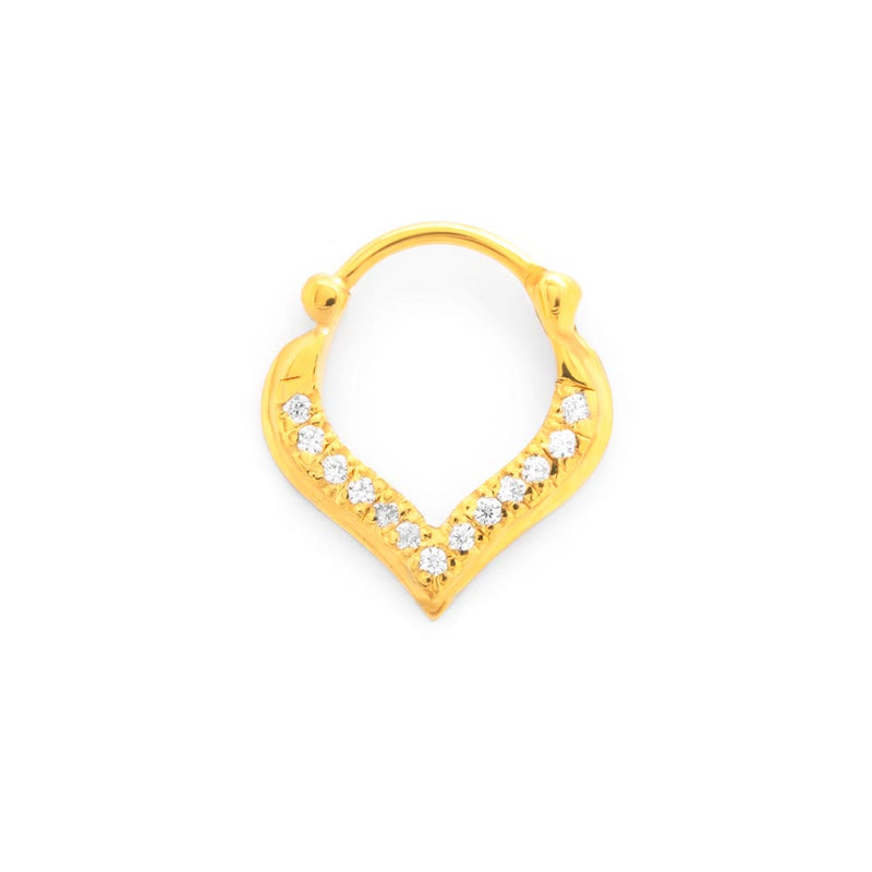 18g Gold Plated Crystal Jeweled Teardrop Septum Clicker