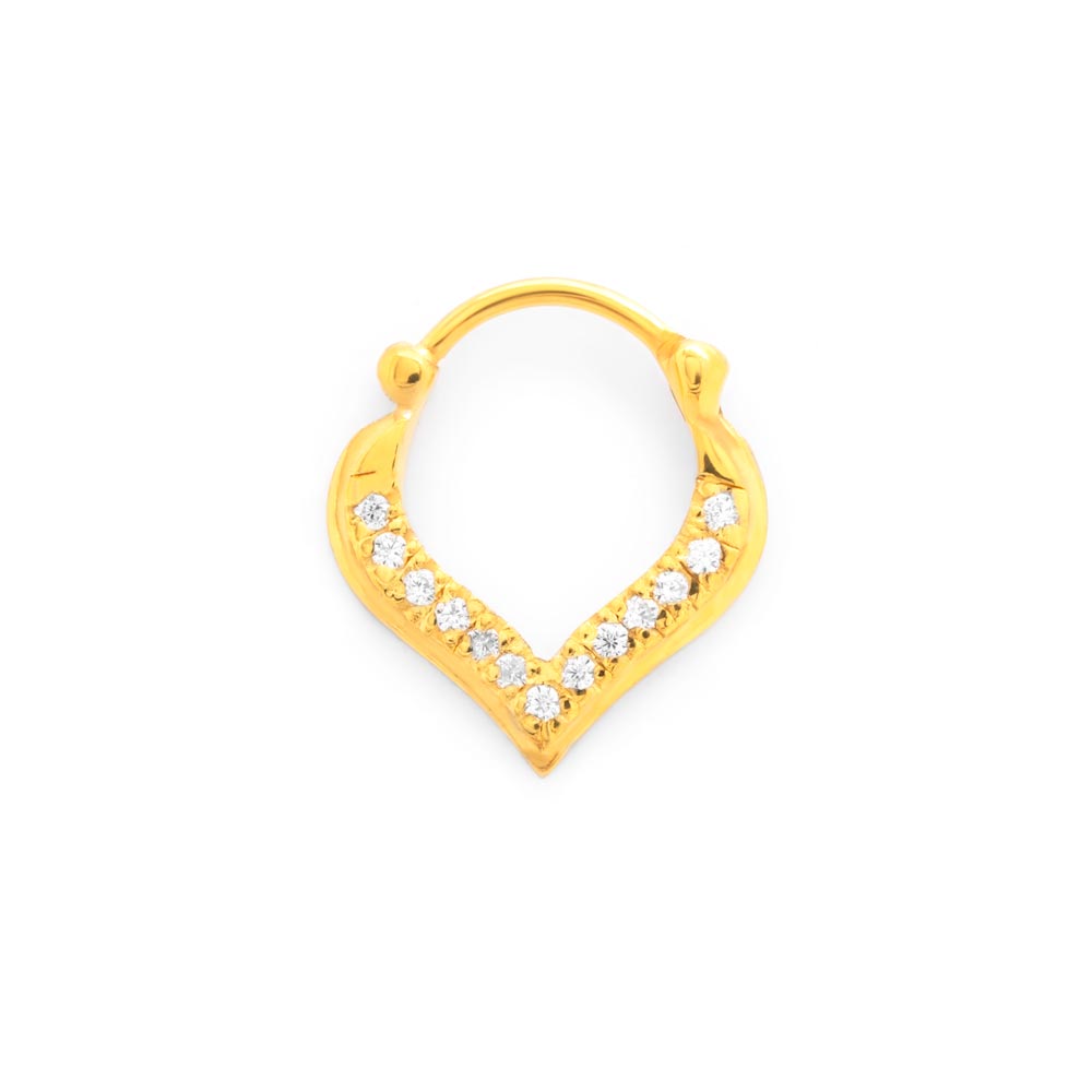 18g Gold Plated Crystal Jeweled Teardrop Septum Clicker