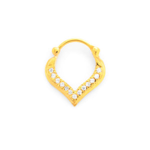 18g Gold Plated Crystal Jeweled Teardrop Septum Clicker