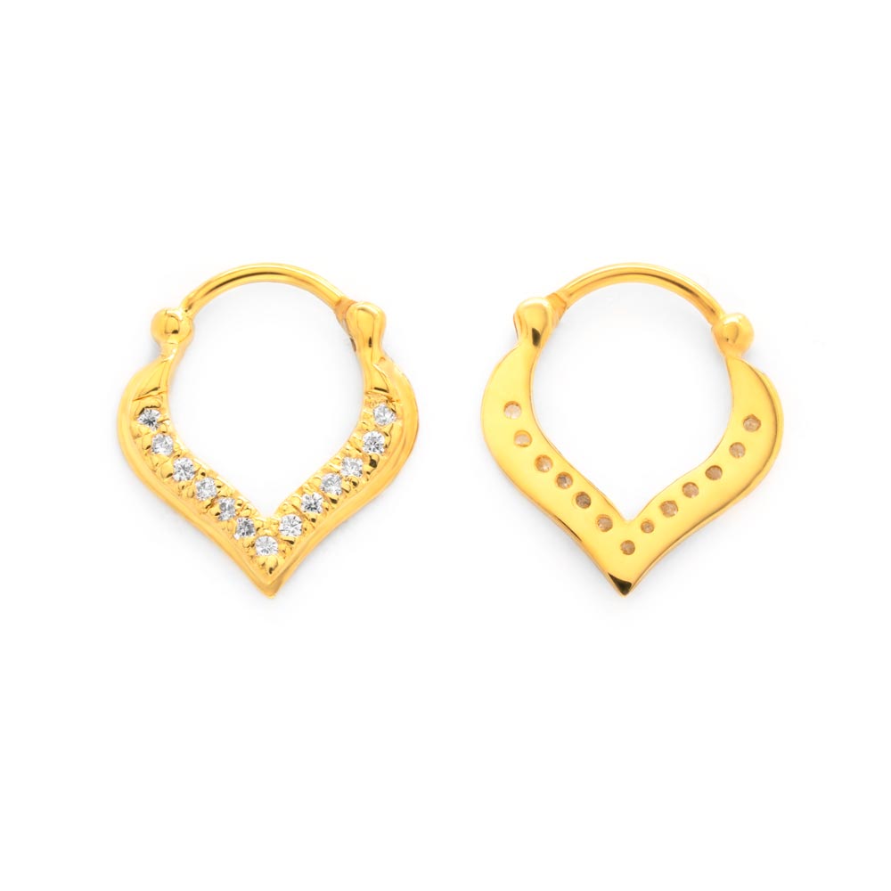 18g Gold Plated Crystal Jeweled Teardrop Septum Clicker