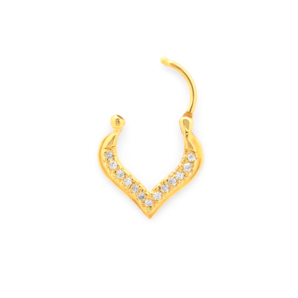 18g Gold Plated Crystal Jeweled Teardrop Septum Clicker