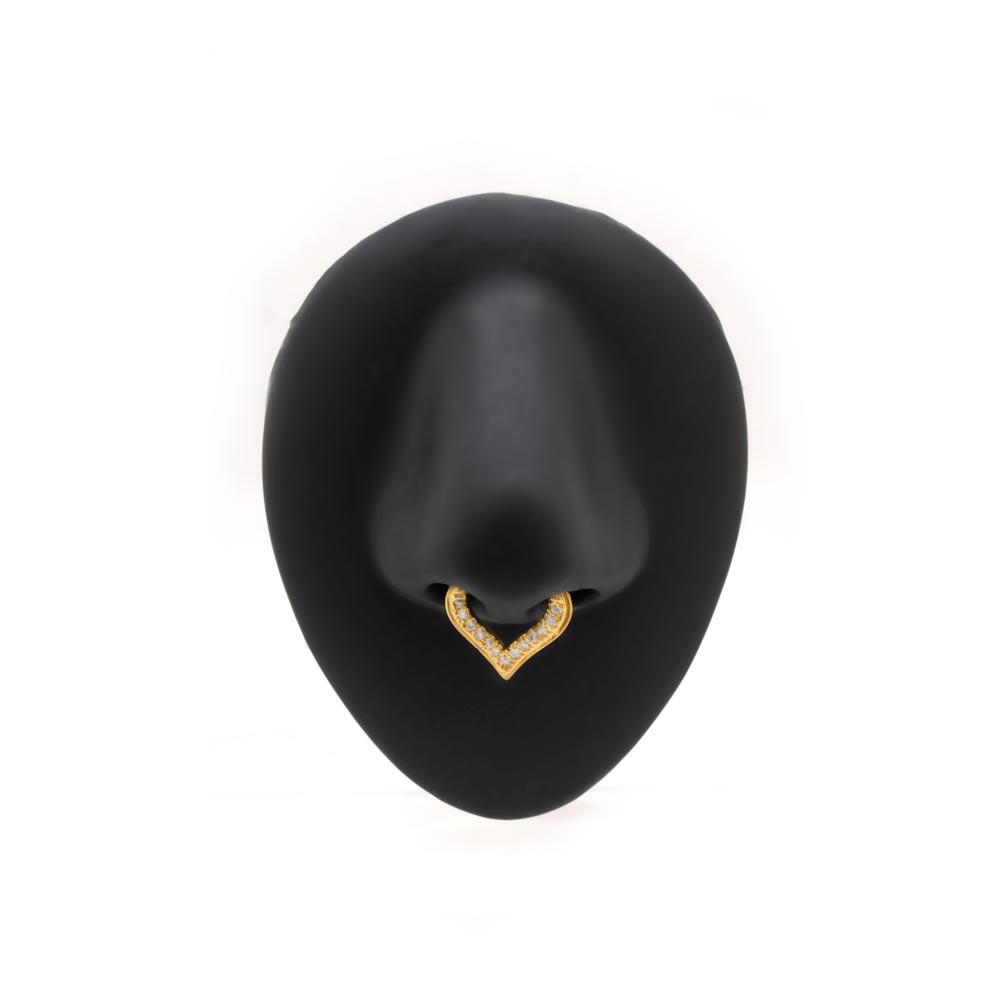 18g Gold Plated Crystal Jeweled Teardrop Septum Clicker