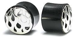 SILVER FLAMES Tunnel Horn Organic Ear Jewelry - Price Per 1