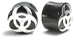 SILVER BIOHAZARD Plug Horn Organic Ear Jewelry - Price Per 1