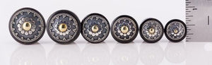 TOP HAT GOLDEN INDONESIAN SUN SILVER Design Plug Horn Organic Ear Jewelry - Price Per 1