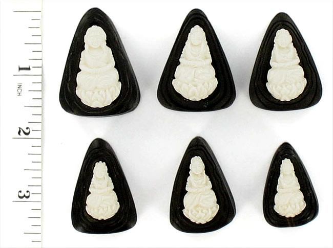 Kayu Areng Black Wood with 3D Goddess Inlay Tear Drop Plug - Price Per 1