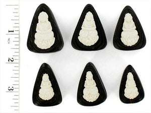 Kayu Areng Black Wood with 3D Goddess Inlay Tear Drop Plug - Price Per 1