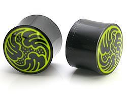 Waves Inlayed on Organic Horn Plug 6g - 1 1/4" - Price Per 1