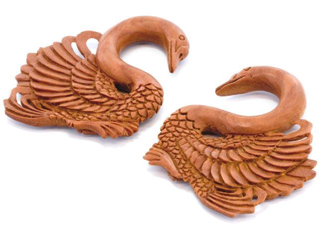 SARASWATI Swan Red Saba Wood Hanger 3mm-10mm - Price Per 1