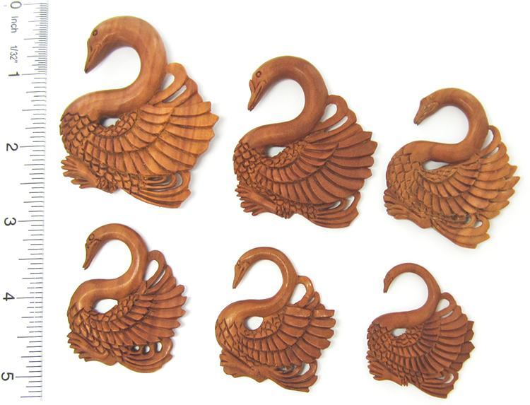 SARASWATI Swan Red Saba Wood Hanger 3mm-10mm - Price Per 1