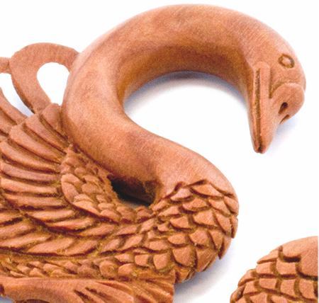 SARASWATI Swan Red Saba Wood Hanger 3mm-10mm - Price Per 1