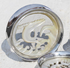 WHALE Mother of Pearl and Steel Double Flare SYNTHESIS PLUGS 28mm - 36mm - Price Per 1