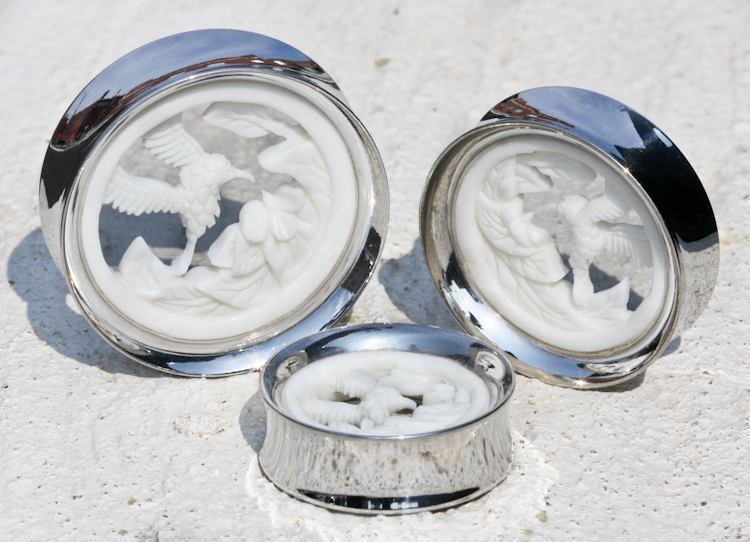 Hummingbird #2 SYNTHESIS PLUGS Double Flare Steel and Bone - 20mm - 34mm - Price Per 1
