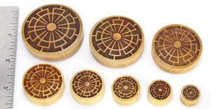 CROP CIRCLE Design Jackfruit Wood Solid Plugs 12mm - 50mm - Price Per 1