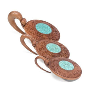 Saba Wood Window of Life Hanger with Crushed Turquoise 3mm - 12mm - Price Per 1