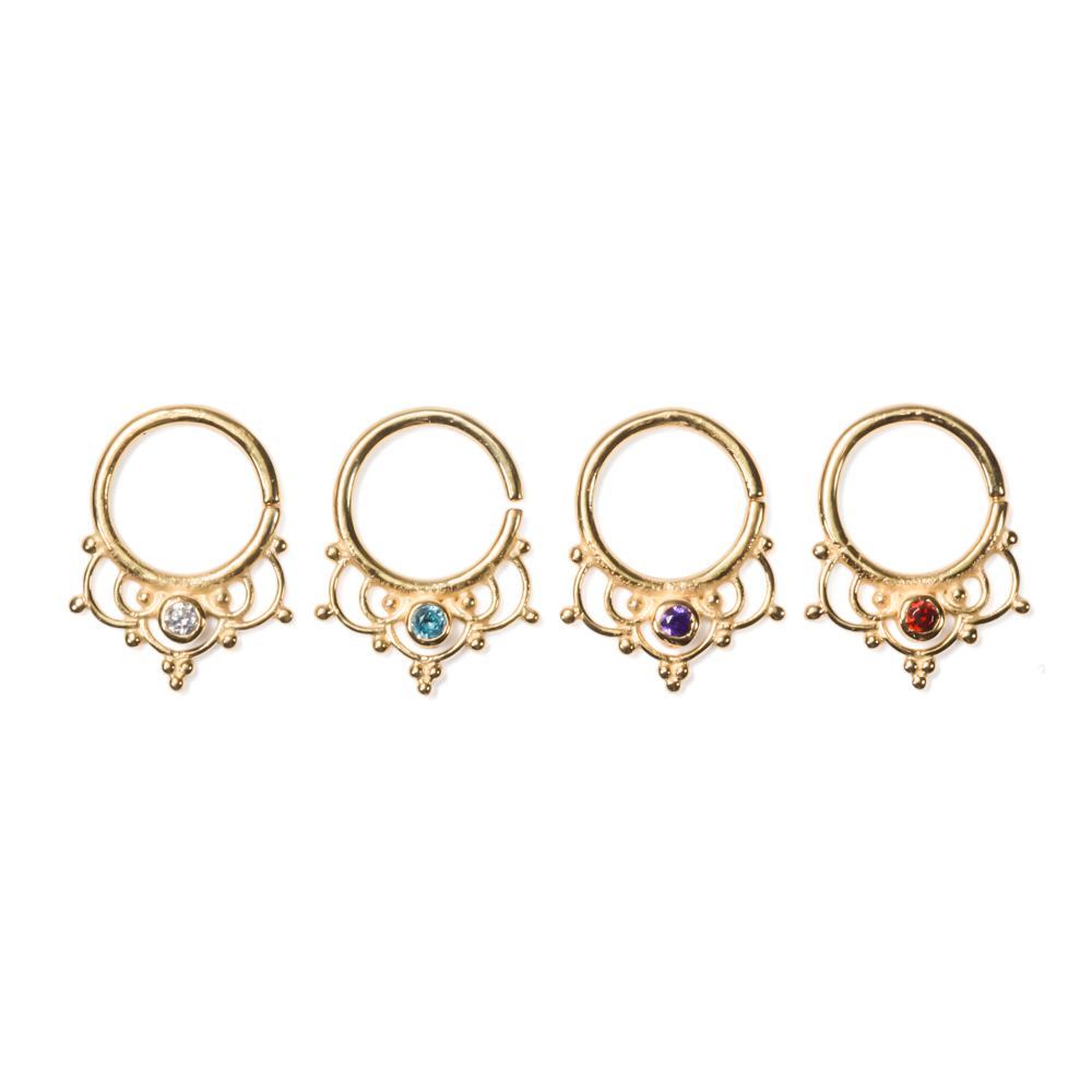 18g Gold Plated Tribal Chandelier Bendable Septum Ring