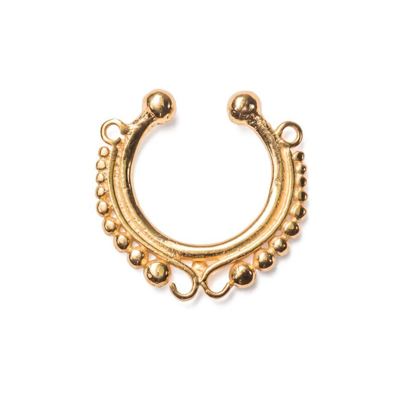 Gold Plated Beaded Clip On Septum Ring