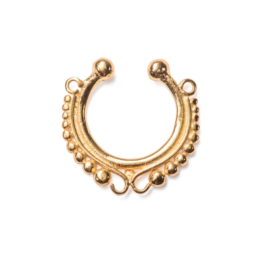 Gold Plated Beaded Clip On Septum Ring