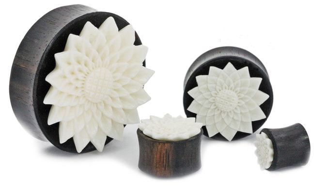 Resin Flower Areng Wood Plug — Price Per 1