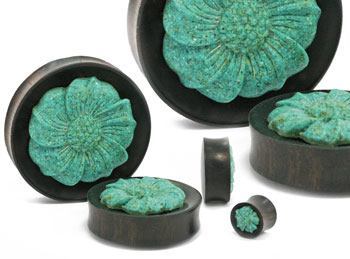 Carved Turquoise FLOWER Face Organic Jewelry - 12mm - 50mm Price Per 1