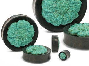 Carved Turquoise FLOWER Face Organic Jewelry - 12mm - 50mm Price Per 1