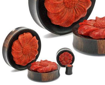 Carved RED CORAL FLOWER Face Organic Jewelry - 8mm - 50mm Price Per 1